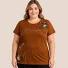 Blusa Feminina Plus Size em Viscose com Estampa Floral e Gola Redonda Cereja Rosa