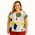 Blusa Feminina Plus Size Estampa Floral