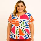 Blusa Feminina Plus Size Estampa Lúdica