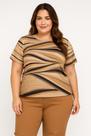 Blusa Feminina Plus Size Estampa Moderna Bege Miravest Casual Blusa Feminina Plus Size Estampa Moderna Bege Miravest Casual