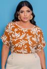 Blusa Feminina Plus Size Estampada com Aviamentos