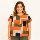 Blusa Feminina Plus Size Estampada, Tam. 48
