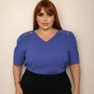 Blusa Feminina Plus Size Linho Alfaiataria com Botão