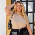 Blusa Feminina Plus Size Lisa Camiseta Tshirt Gola Alta Manga Curta Verão 100% Algodão Blusa Feminina Plus Size Lisa Camiseta Tshirt Gola Alta Manga Curta Verão 100% Algodão