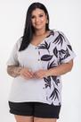 Blusa Feminina Plus Size Malha Suede Detalhe Botão e Sublimado - Serena