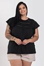 Blusa Feminina Plus Size Malha Suede Detalhes em Renda - Serena Blusa Feminina Plus Size Malha Suede Detalhes em Renda - Serena