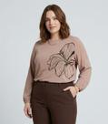 Blusa Feminina Plus Size Manga 7/8 Secret Glam Marrom