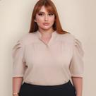 Blusa Feminina Plus Size Manga Bufante Com Botões Crepinho