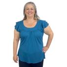Blusa Feminina Plus Size Manga Godê Bata Lisa