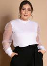 Blusa Feminina Plus Size Manga Longa Bufantes Tule Blusa Feminina Plus Size Manga Longa Bufantes Tule