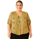 Blusa Feminina Plus Size, Manga Longa, Estampa de Oncinha, Tams 46 e 48