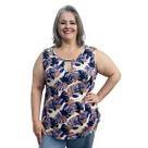 Blusa Feminina Plus Size Moda Clássica Regata Estampada - g3 - Estampa 004