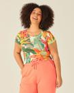 Blusa Feminina Plus Size Mullet Tropical Em Viscose Stretch