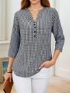 Blusa Feminina plus Size Xadrez De Manga Longa Com Decote Em V, Ajuste Slim, Moda Primavera Outono Blusa Feminina plus Size Xadrez De Manga Longa Com Decote Em V, Ajuste Slim, Moda Primavera Outono