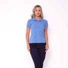 Blusa Feminina Polo Modelo Baby Look Lisa Tecido de Piquet - Azul Claro