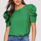Blusa feminina prinçada no ombro cor verde tam PP ao XG