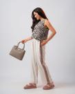 Blusa Feminina Regata Animal Print em Linho Casual Moderna
