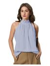 Blusa feminina RoseSeek, frente única, sem mangas, azul claro Blusa feminina RoseSeek, frente única, sem mangas, azul claro