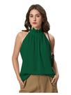 Blusa feminina RoseSeek, frente única, sem mangas, verde oliva