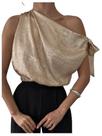 Blusa feminina RoseSeek sem mangas, sem mangas, dourada