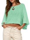 Blusa feminina Saodimallsu, manga em forma de asa de morcego, tricotada, transparente Blusa feminina Saodimallsu, manga em forma de asa de morcego, tricotada, transparente