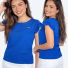 Blusa Feminina Sedinha Premium Soltinha Manga Curta Social Elegante P ao G1