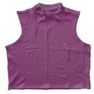 Blusa Feminina sem Manga Gola Alta em Malha Canelada Basic+