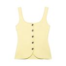 Blusa Feminina Sem Mangas Com Gola Quadrada E Design De Botões Elegante, Camiseta Cropped Blusa Feminina Sem Mangas Com Gola Quadrada E Design De Botões Elegante, Camiseta Cropped