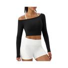 Blusa Feminina Sexy De Manga Longa Com Ombros Descobertos, Secagem Rápida, Para Yoga, Academia E