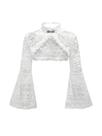 Blusa feminina Shrug Top WDIRARA plus size de renda branca gótica Blusa feminina Shrug Top WDIRARA plus size de renda branca gótica