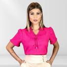 Blusa Feminina Social Com Decote V Manga Curta