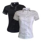 Blusa Feminina Social Manga Curta Preto Branco Combo 2 UN