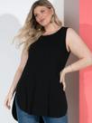 Blusa Feminina Solta Com Barra Arredondada E Fendas Laterais
