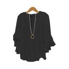 Blusa Feminina Solta De Chiffon Com Decote V E Manga Três Quartos, Cor Sólida, Estilo Casual De