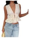 Blusa feminina SOLY HUX, floral, sem mangas, peplum, com babados