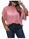 Blusa feminina SOLY HUX Swiss Dots, gola simulada, meia manga, rosa