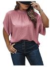 Blusa feminina SOLY HUX Swiss Dots, gola simulada, rosa, 3G