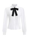 Blusa feminina SweatyRocks, manga comprida, branca
