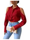 Blusa feminina SweatyRocks, ombro frio, viscose vermelha