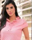 Blusa feminina Tam P Rosa com poá Blusa feminina Tam P Rosa com poá