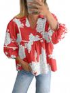 Blusa feminina Tankaneo Floral Peplum Babydoll vermelha