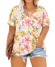 Blusa feminina TIYOMI com decote em V raglan com padrão floral amarela 4GG Blusa feminina TIYOMI com decote em V raglan com padrão floral amarela 4GG