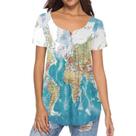 Blusa feminina Top Showudesigns Wolds Maps tamanho S com decote em V e manga curta