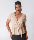 Blusa Feminina Transpassada Amarração Marisa Bege-29008