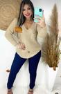 Blusa feminina tricô côr bege tamanho médio Blusa feminina tricô côr bege tamanho médio