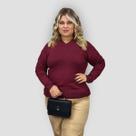 Blusa Feminina Tricô Gola V Plus Size Lã Moda Básico Inverno