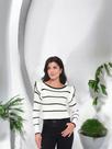 Blusa feminina tricô manga longa suéter com babado no ombro Blusa feminina tricô manga longa suéter com babado no ombro