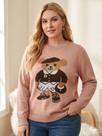Blusa Feminina Tricô Mousse Urso