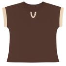 Blusa Feminina Tricolor com Decote V - Marrom/Bege/Caramelo