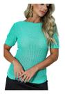 Blusa Feminina Tricot Cores ZigZag Blusinha Moda Manga Curta